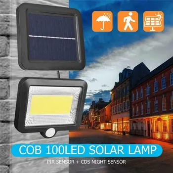 100 COB LED Solární Světla, Solární Lampa S Pohybovým Senzorem Venkovní Zahrady Reflektor Solární Nástěnné Lampy Pro Pouliční Dráhu Nádvoří