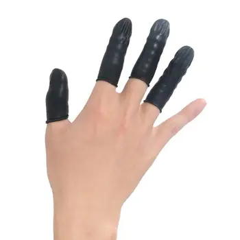 100 ks Jednorázové Ruky Protector Rukavice Gumové Non-slip Prst Kryt Postýlky Černý Odolný Nástroj