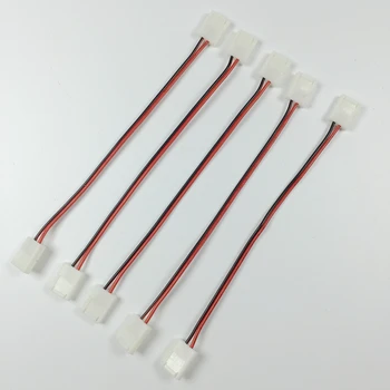 100ks/mnoho 8mm 2 pin led pás konektor 3528 led prodlužovací kabel drát příslušenství, oba konce s konektor