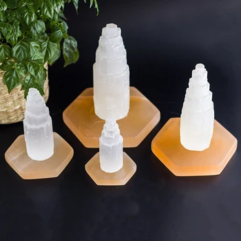 10x1cm Orange Hexagon Selenite Kameny, Reiki Léčení Krystaly Nabíjecí Deska Meditace, Léčení Reiki, Krystal pro Domácí Dekoraci