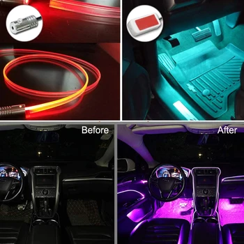 14 v 1 RGB Ambient LED s 8M Interiéru dekorace auta optický proužek světla tím, že Aplikace Ovládání 12V dekorativní atmosféru lampy