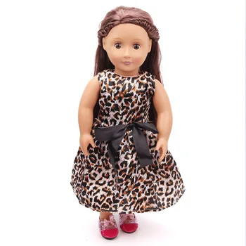 18 inch Girls panenka Oblečení Módní leopard tisk šaty Americké novorozence sukně Dětské hračky vhodné 43 cm baby panenky c85