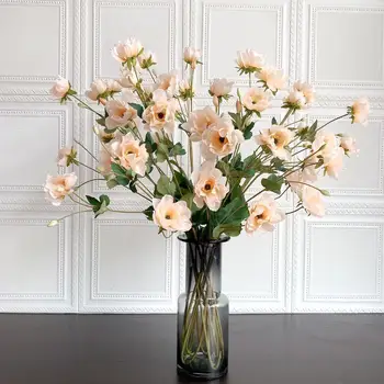 1ks Lotus umělé hedvábí květina větev diy domácí aranžmá dekorace ozdoby svatební party terénní úpravy falešné květiny
