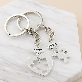 1set(2ks) Nové Nejlepší Přátele, Klíčenka Puzzle Kroužek na Klíče ve Tvaru Srdce klíčenka BFF Přátelství Dárky DIY Ručně vyráběné Šperky