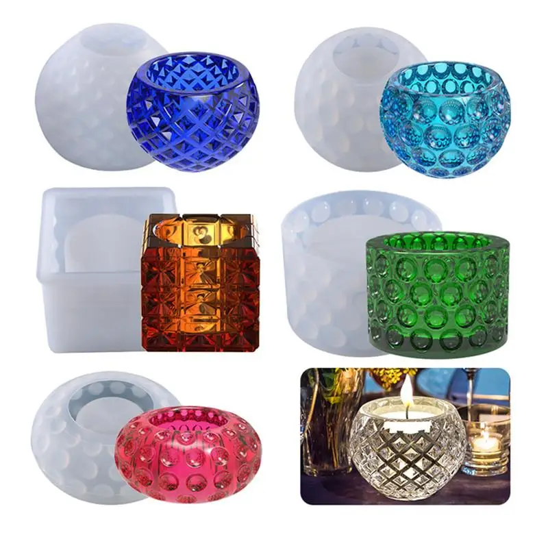 DIY Crystal Epoxidové Pryskyřice Formy Kulaté Svíčky Držitel Úložný Box Silikonové Formy Pro DIY Řemesla Domova Dekorativní Šperky Držák