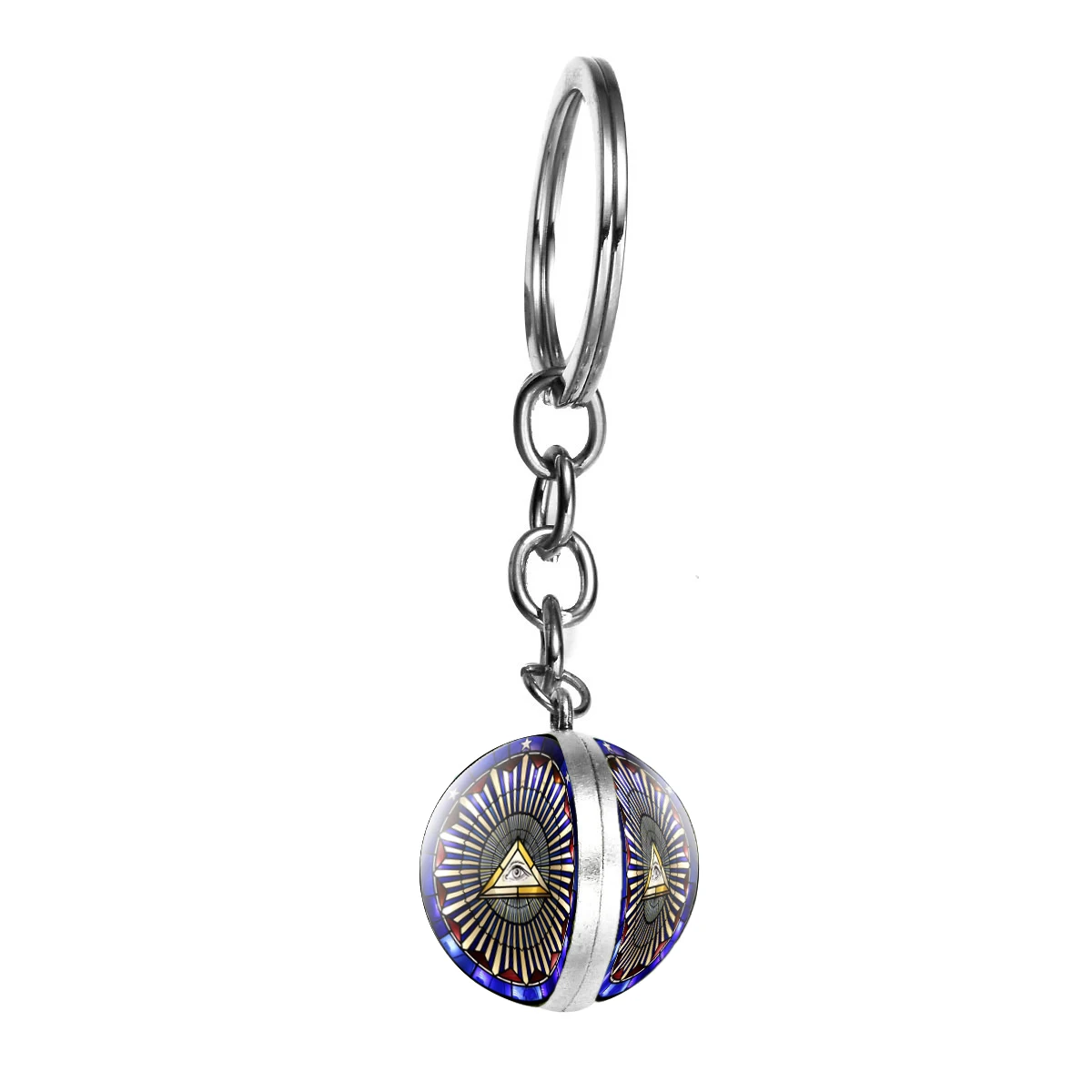 Klíčenka Iluminátské Pyramidy Oko Přívěsky Oboustranný Skleněný Míč Přívěsek Na Klíče Auto Klíčenka Mason Šperky Nový Rok Dárky Pro Muže