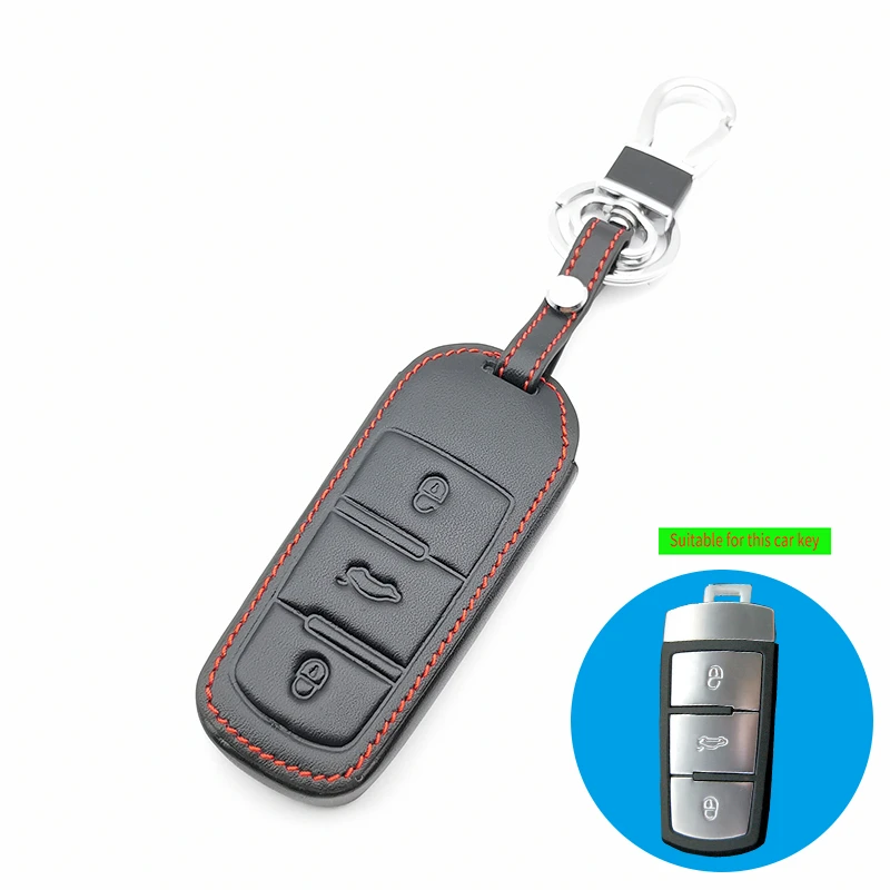 Měkká Textura Kůže Klíč Kryt vhodný pro Volkswagen Passat CC, B6, B7 B7L CC R36 Maogotan B5 Passat 3C, 3 Tlačítka Klíč Portect