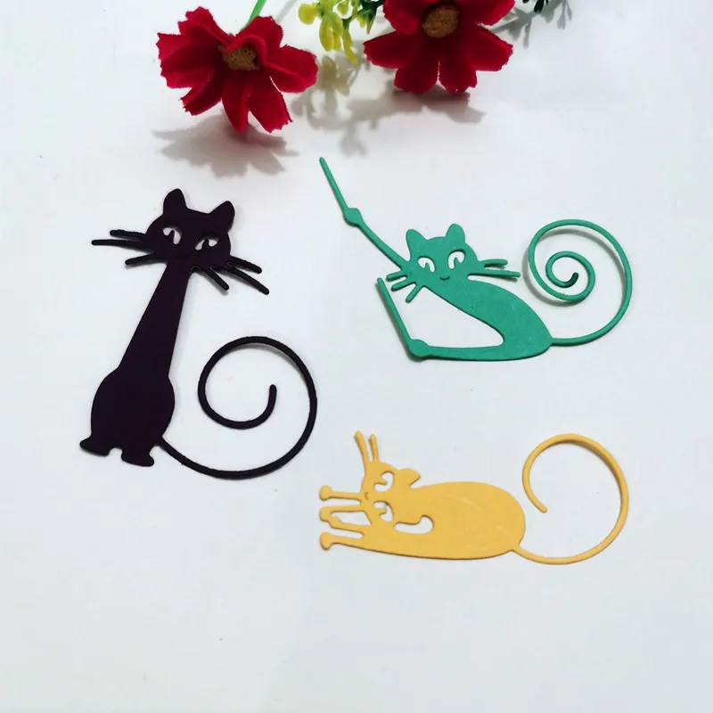Tři druhy kočky Řezání Kovů Zemře pro DIY Scrapbooking Album Papírové Karty Dekorativní Řemesla, Ražba lepíků
