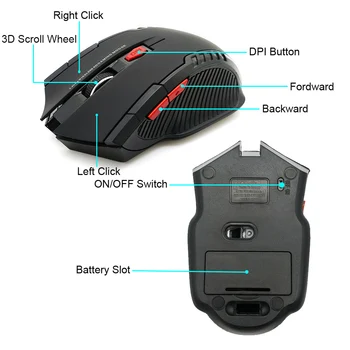2000DPI 2.4 GHz Bezdrátová Optická Myš pro PC Gamer Herní Notebooky Nové Herní Bezdrátové Myši s USB Přijímačem Drop Shipping Mause
