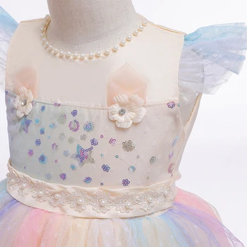 2021 Letní Princezna Večerní Šaty Unicorn Řetězec Korálky dětské Sukně Halloween Cosplay Show, Plesové Šaty