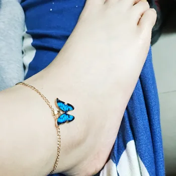 2021 Módní Modrý Motýl Náramek Pro Ženy, Letní Módní Motýli Elegantní Náramek na Nohu Naboso Strana Šperky Hot prodej