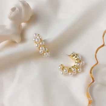 2021 Nové Vintage Japonsko Korejská Hoop Náušnice Pro Ženy, Ručně Vyráběné Sladké Simulované Pearl Kruh Šperky Pendientes Dárky