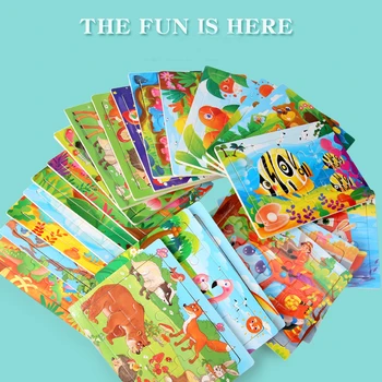 2021 Nový Hot Prodej Dřevěné Puzzle, Děti 12 Kusů Kreslený Zvíře Puzzle Hry Dřevěné Hračky, Dětské Vzdělávací Hračky pro Děti