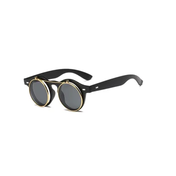 2021 Trendy Mužské Steampunk Vintage sluneční Brýle, Uv400 Dámské Double Dekorativní Kulatý Rám Brýle Cozmo 90. LET, Styl, Černá Růžová Žlutá