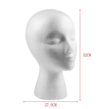 27,5 x 52cm Dummy / Žena manekýn hlava Pěna(Polystyren) Vystavovatel pro čepice, sluchátka, vlasové doplňky a paruky Žena Mann