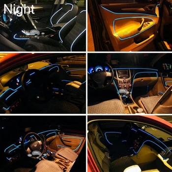 2M LED Okolního Světla Vozu Osvětlení Interiéru EL Elektroinstalace Neon Strip Flexibilní Atmosféru Lampa pro Auto Strana DIY Dioda Cigaretu Plug