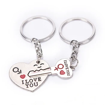 2ks/set Láska Srdce, Pár Přívěšek na klíče Pro Milovníky Nové Módní Keychain Key Ring Dárek Pro Děti, Přátele