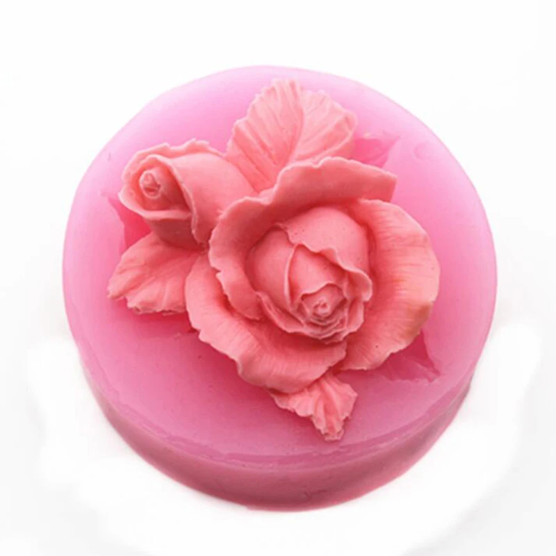 Hot Prodej Čokoládový Dort Pečení Formy 3D Rose Květina Ručně vyráběné Mýdlo Silikonové Formy Svíčka Hliněné Formy, Fondán Dort Zdobení Nástroje