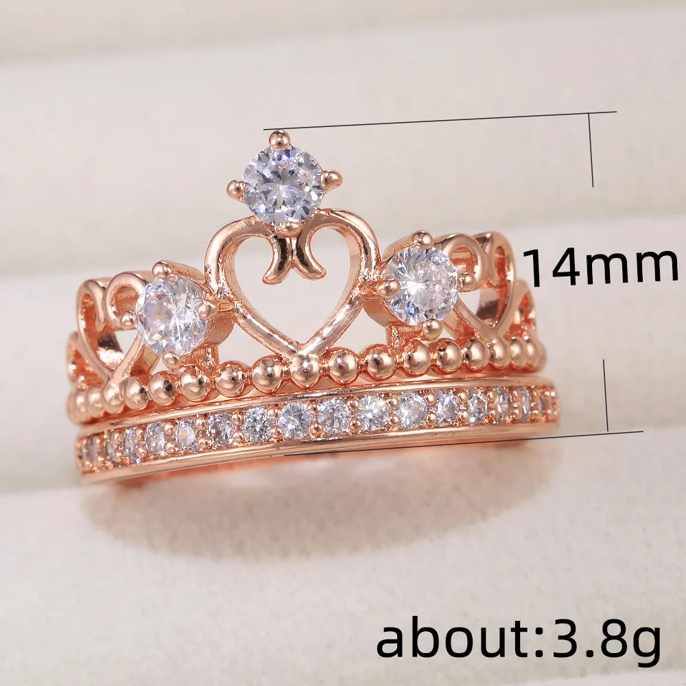 Luxusní Rose Gold Crown Zirkony Prsteny pro Ženy, Svatební Zásnubní Prsten, Šperky, Dárky k Narozeninám