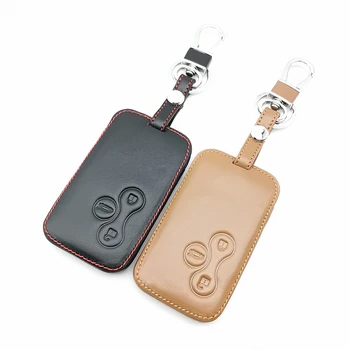 3 Tlačítka Kožené Auto Klíč Pouzdro Skin Protector Smart Card Pro Renault Clio Megane 2 3 Koleos Logan Malebné Chránit Shell