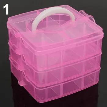 3 Vrstvy 18 Přihrádek Jasné, Úložný Box Kontejner Šperky Korálky Organizátor Case Plastový Prázdný Box Multifunkční Nástroj Případě