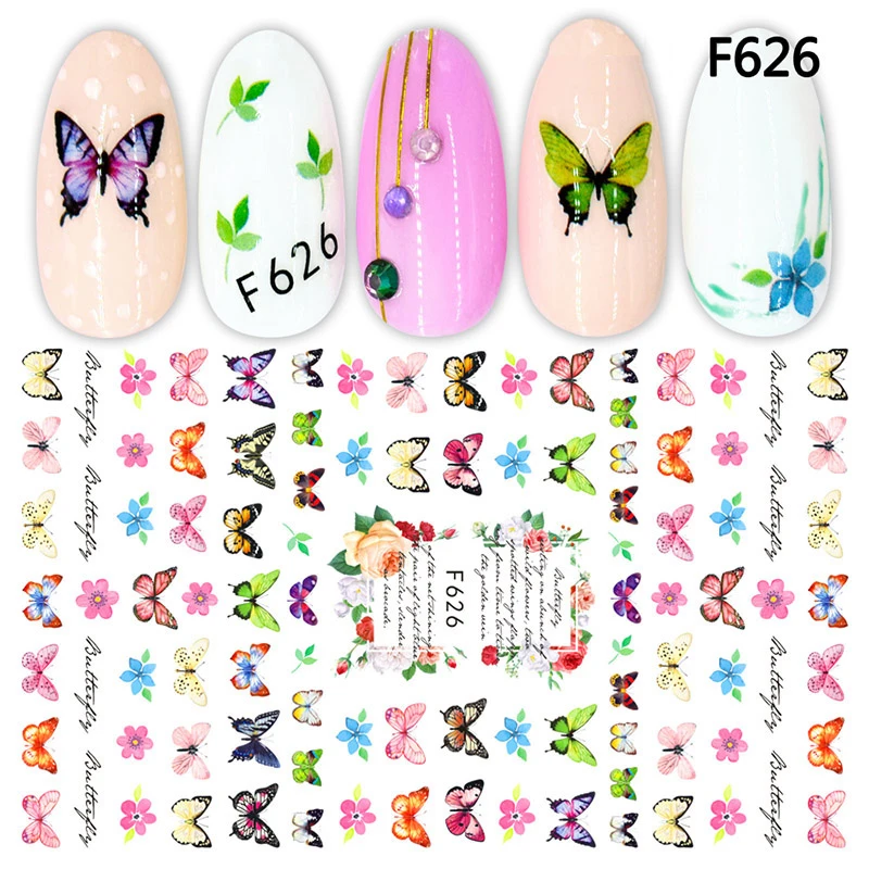 3D Nail Sticker Různých Krásných Akvarel Motýl Samolepky Manikúra Posuvníky Krásná Vážka Nálepky Na Nehty
