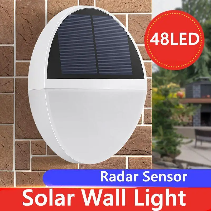 48LED Solární Nástěnné Světlo Radarový Snímač Dvoře Světlo Venkovní Zahradní Koridoru Lampa IP65 Vodotěsný Zahradní Lampa Solární nabíjení