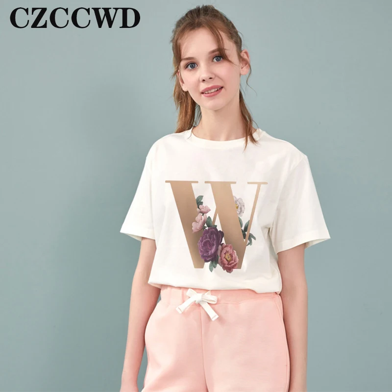 A B C D Anglické Abecedy Tisk Ženy Tričko 2020 Nové Letní Páry, Milovníky Ženské Halenka Harajuku Neformální Plus Velikost Růžové Oblečení