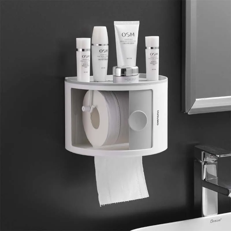 Kreativní Držák Toaletního Papíru Polička Vodotěsný Nástěnný Držák Toaletního Papíru Zásobník Role Papíru Trubice Úložný Box Kreativní Zásobník Tkáně Box