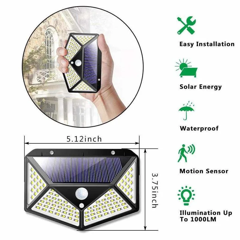 Nové Zahradní Solární Lampa Senzor PIR LED Solární Světla, Solární Poháněné Sluneční světlo Vodotěsný pro Venkovní Wall Street Dekorace