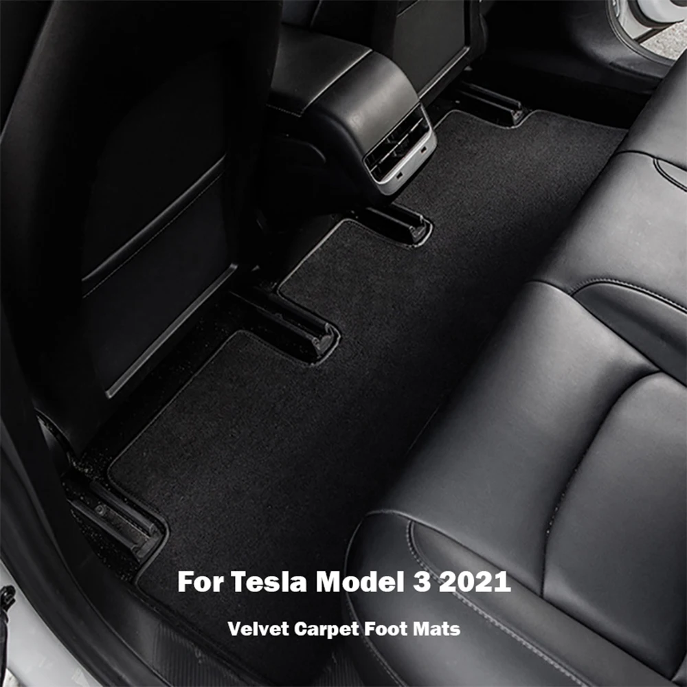 Pro Tesla Model 3 2021 Auto Mat Příslušenství Samet Tichý Noha Pad Mute Non-slip Opotřebení-odolné Speciální Auto Podlahové Rohože