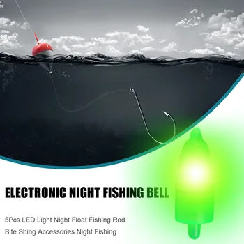 5kusů Rybářský Prut Tip Kousat LED Světlo, Zvonek Rybářský Prut Tip Klipy Nástroj Doplňky Rybaření Zvony Alarm Noci Svítící