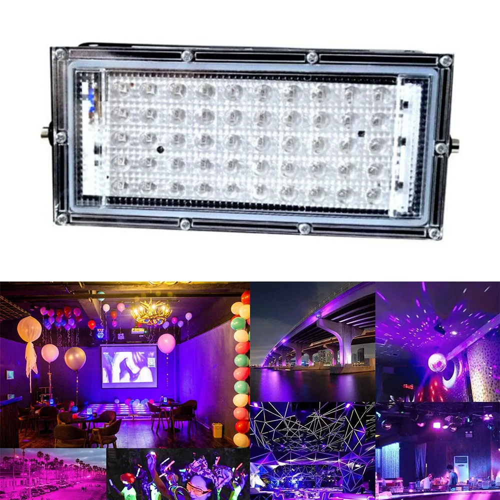 50W UV LED Reflektor IP65 Vodotěsné, Ultrafialové Fluorescenční Černá Světla DJ Disco Stage Noční Lampy pro Bar Halloween Party