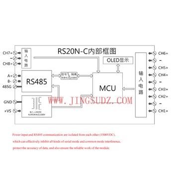 8 Kanál NTC Teplotní Vysílač Termistor 10K na RS485 Modul Akvizice Podporuje PLC RS20N-C