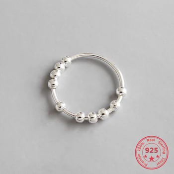 925 Sterling Silver Korálky Otevřený Prsteny Pro Ženy 2018 Nový Trend INS Jednoduchý Styl Lady Módní Šperky