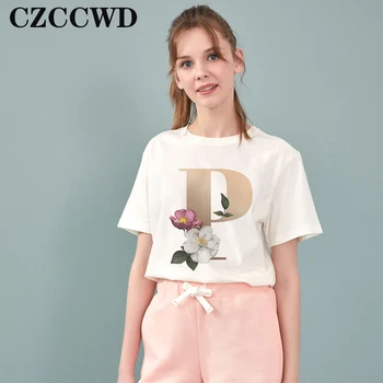 A B C D Anglické Abecedy Tisk Ženy Tričko 2020 Nové Letní Páry, Milovníky Ženské Halenka Harajuku Neformální Plus Velikost Růžové Oblečení