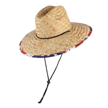Americká Vlajka Tištěné ruční práce Ženy Muži Sláma Letní Pláž Sluneční klobouk Venkovní Letní Panama Slámy Plavčík Klobouk Dámské Letní Klobouk
