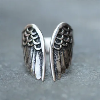 Andělská Křídla Ring Prohlášení Prsten Šperky Boho Angel Křídlo Šperky Stohovatelné Retro Prsten Adjutable FOU99