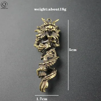 Archaize Mědi Dragon Přívěsky Vintage Přívěsek Mosazné Kovové Čínského Zvěrokruhu Zvířat Klíčenka Kouzlo Auto Kroužky Na Klíče Ručně Vyráběné Dárky