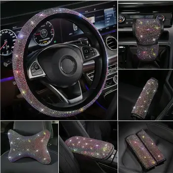 Auto Univerzální Luxusní Drahokamu Diamond Volant Kryty Ruční Brzdy Kryt Polštář Auto Interiér Ženy Příslušenství