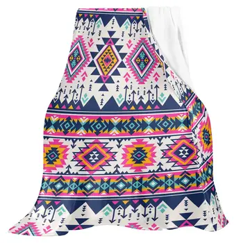 Boho Hodit Deku Vintage Barevné Český Navajo Geometrie Etnické Kmenové Soft Flanel Fleece Lehké Deky na Postel