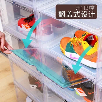 Boční otvor magnetické transparentní box na boty zesílená skladování prachotěsný basketbal display rack botník anti-oxidační