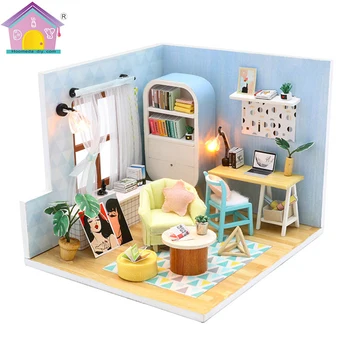DIY Domeček pro panenky Dřevěné Domy Panenky Miniaturní Nábytek pro panenky Stavebnice Hračky pro Děti Nový Rok Vánoční Dar Casa