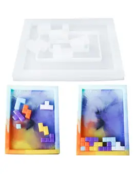 DIY Ručně vyráběné Epoxidové Pryskyřice Formy Silikonové Tetris Cube Tray Ručně Úložný Box Epoxidové Pryskyřice Formy, Silikonové Formy Pro DIY Řemesla