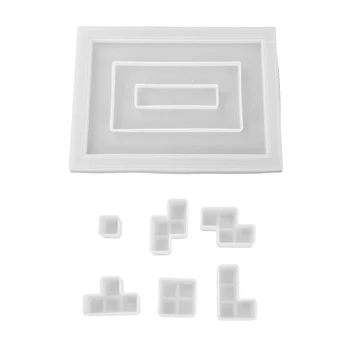 DIY Řemeslníci Pryskyřice Licí Formy Tetris Silikonová Forma Pro Domácí Dekor Hra hrát UV Epoxidové Pryskyřice Zásobník Dráha Formy Set