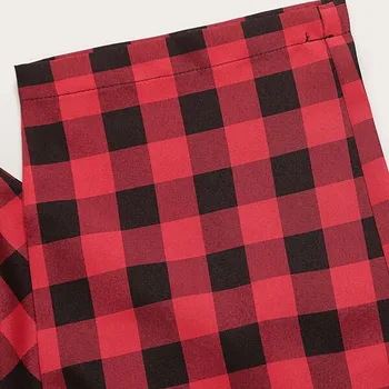 Dámská Móda sexy tištěné pyžama set košilka spodní prádlo pyžamo červené kostkované kalhoty pohodlné домашняя одежда женская M*