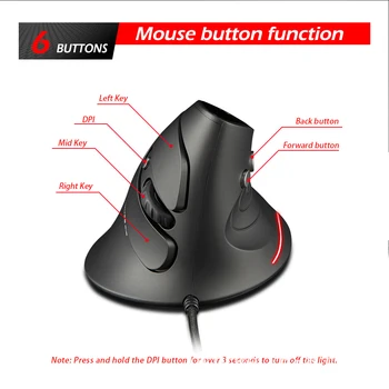 Ergonomické S 2.4 G Herní Myš ve Vzpřímené poloze Optické Myši Bezdrátové Herní LED Myší 3200 DPI pro Počítače PC Home Office
