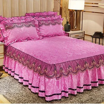 Evropský styl obcházeli prostěradlo 3ks přehozy sametové krajky lemování matrace kryt teplé kvalitní postel kryt doprava zdarma