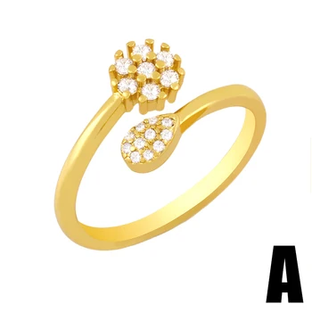 FLOLA Gold Vermeil Obejít Manžety Prsteny Pro Ženy CZ Pave Drahokamu Nastavitelný Prst Prsten, Cubic Zirconia Stohovatelné Šperky rigK25