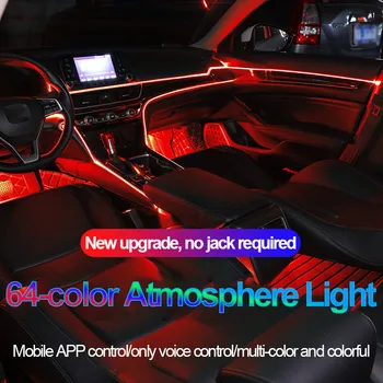 Flexibilní Auto Atmosféru Světla APLIKACE Hudba Ovládat Neon Drát Strip Light Interior RGB Ambient Light Car Styling Dekorativní Lampy